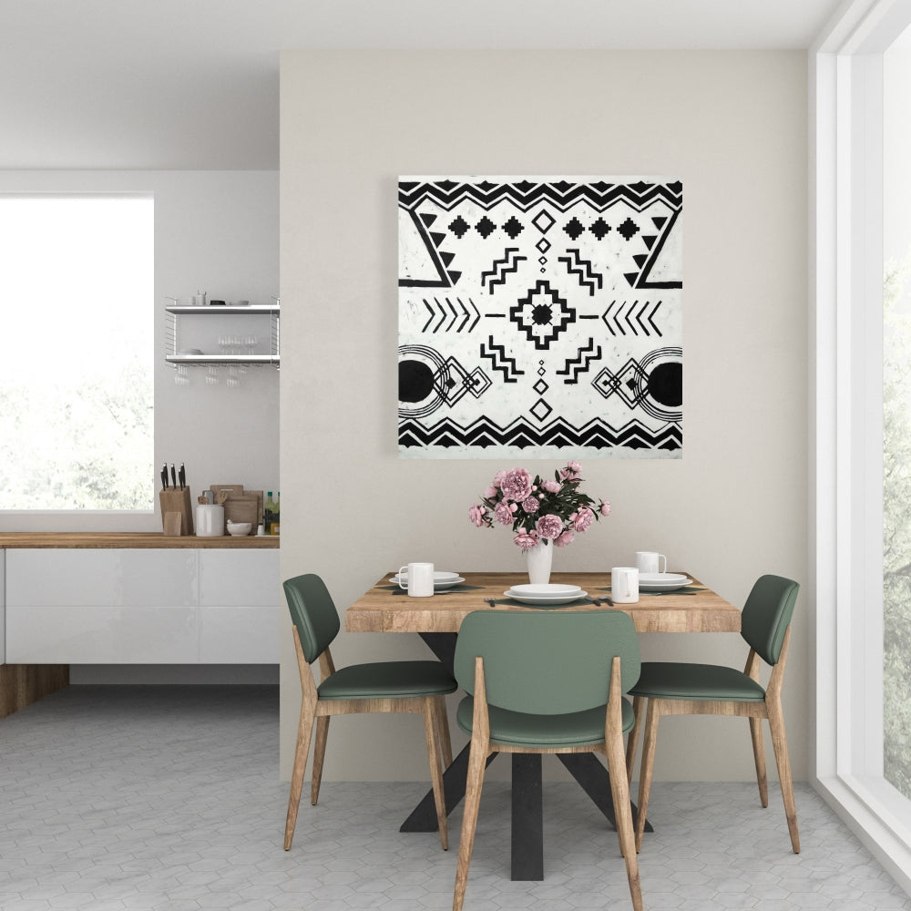 Toile blanche à motifs ethniques bohèmes - Décoration d'intérieur et de salon
