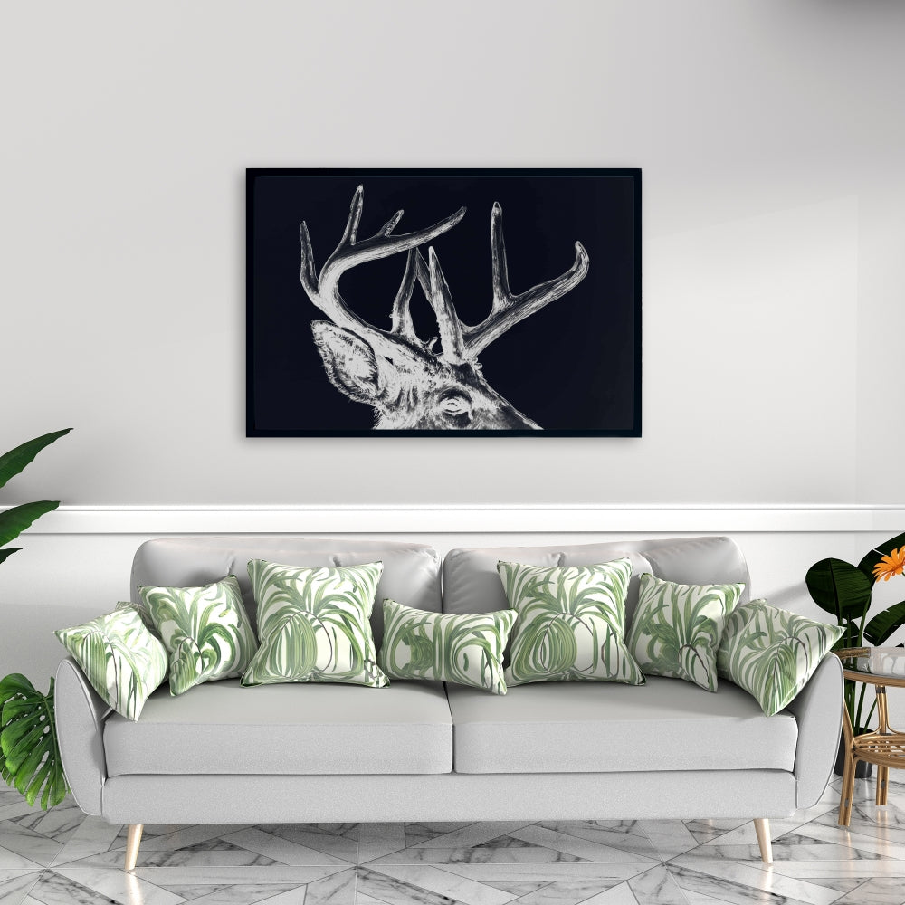 Blue Roe Deer Plume | Framed Canvas | Home Decor Art
