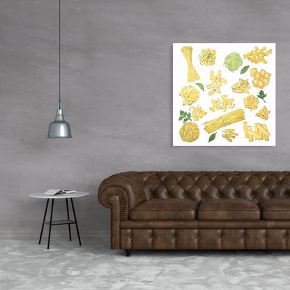 Various Pasta Illustrative Canvas - Vibrant Home Decor Art