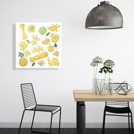 Various Pasta Illustrative Canvas - Vibrant Home Decor Art