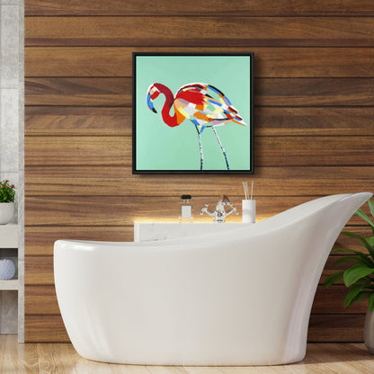 Toile flamant rose multicolore | Décoration murale exotique pour chambre à coucher