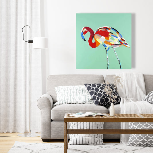 Multicolored Flamingo Bird Canvas | Home Decor Wall Art