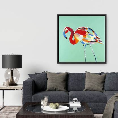 Toile flamant rose multicolore | Décoration murale exotique pour chambre à coucher