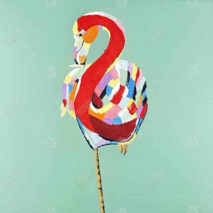 Colorful Abstract Flamingo Framed Canvas - Red Bird Home Decor