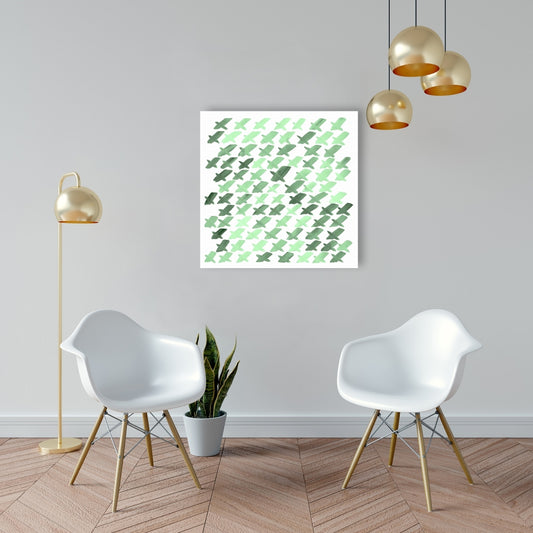 Minimalist Green Pattern X Canvas | Abstract Bedroom Decor