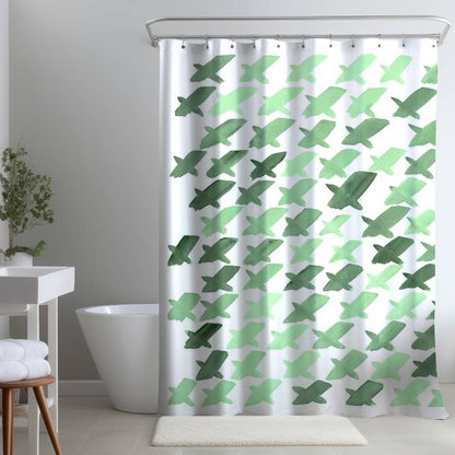 Neo Mint Abstract Minimalist Shower Curtain - Green Pattern X