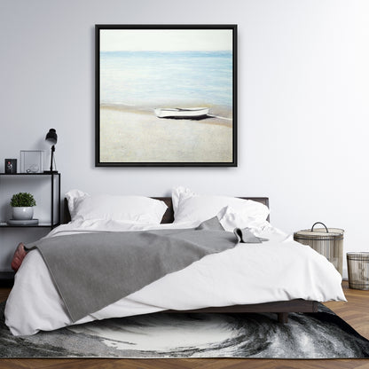 Décoration de salle de bain côtière | Toile encadrée « Le long du bateau »