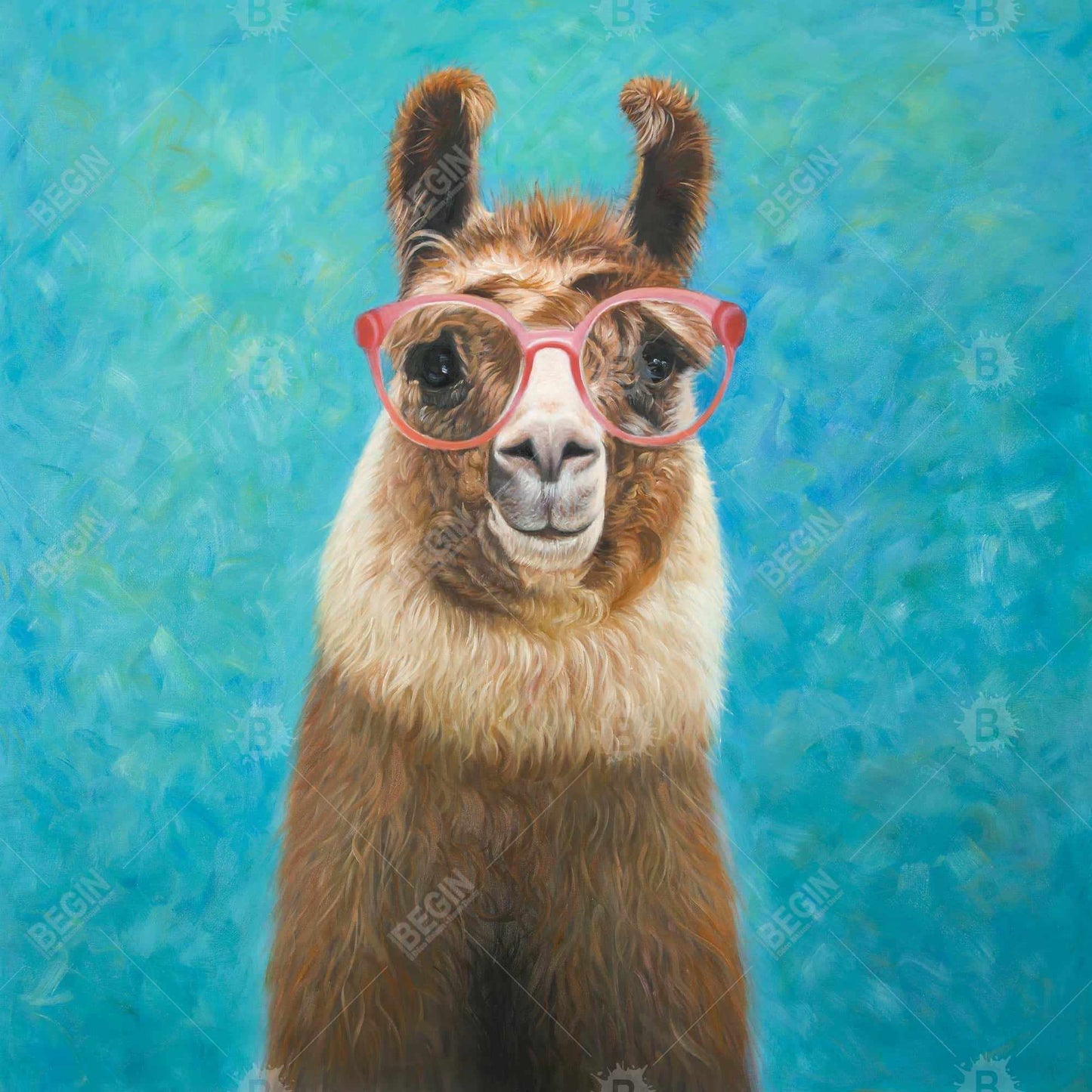 Lovable Llama Brown Canvas | Bedroom Animal Decor