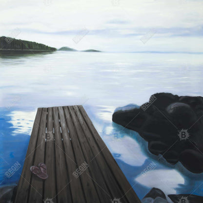 Toile « Soirée sur le quai » – Décoration encadrée Coastal Shoes