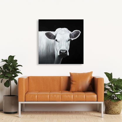 White Cow Kitchen Canvas | Home Decor | Animal Art Print