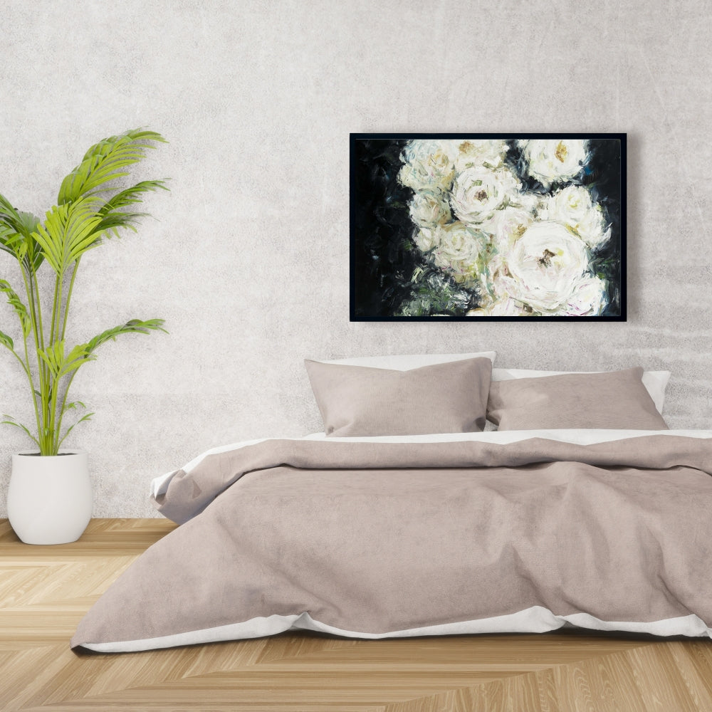 Toile botanique contemporaine « Roses de jardin » | Décoration de chambre