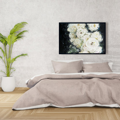 Toile botanique contemporaine « Roses de jardin » | Décoration de chambre