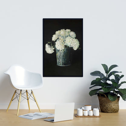 White Hydrangea Flowers Canvas Wall Art | Floral Home Decor