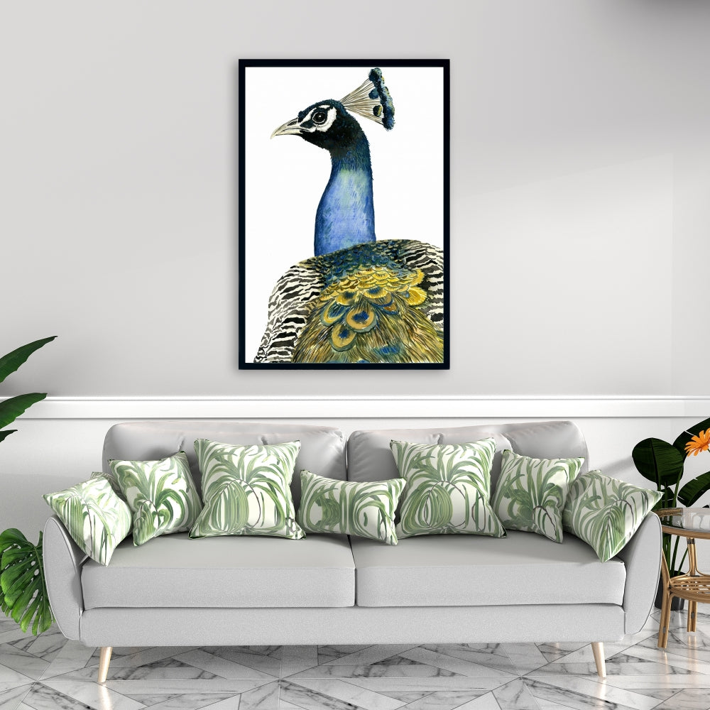 Watercolor Peacock Canvas | Bedroom Bird Wall Art Decor