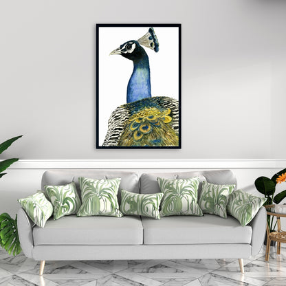 Watercolor Peacock Canvas | Bedroom Bird Wall Art Decor