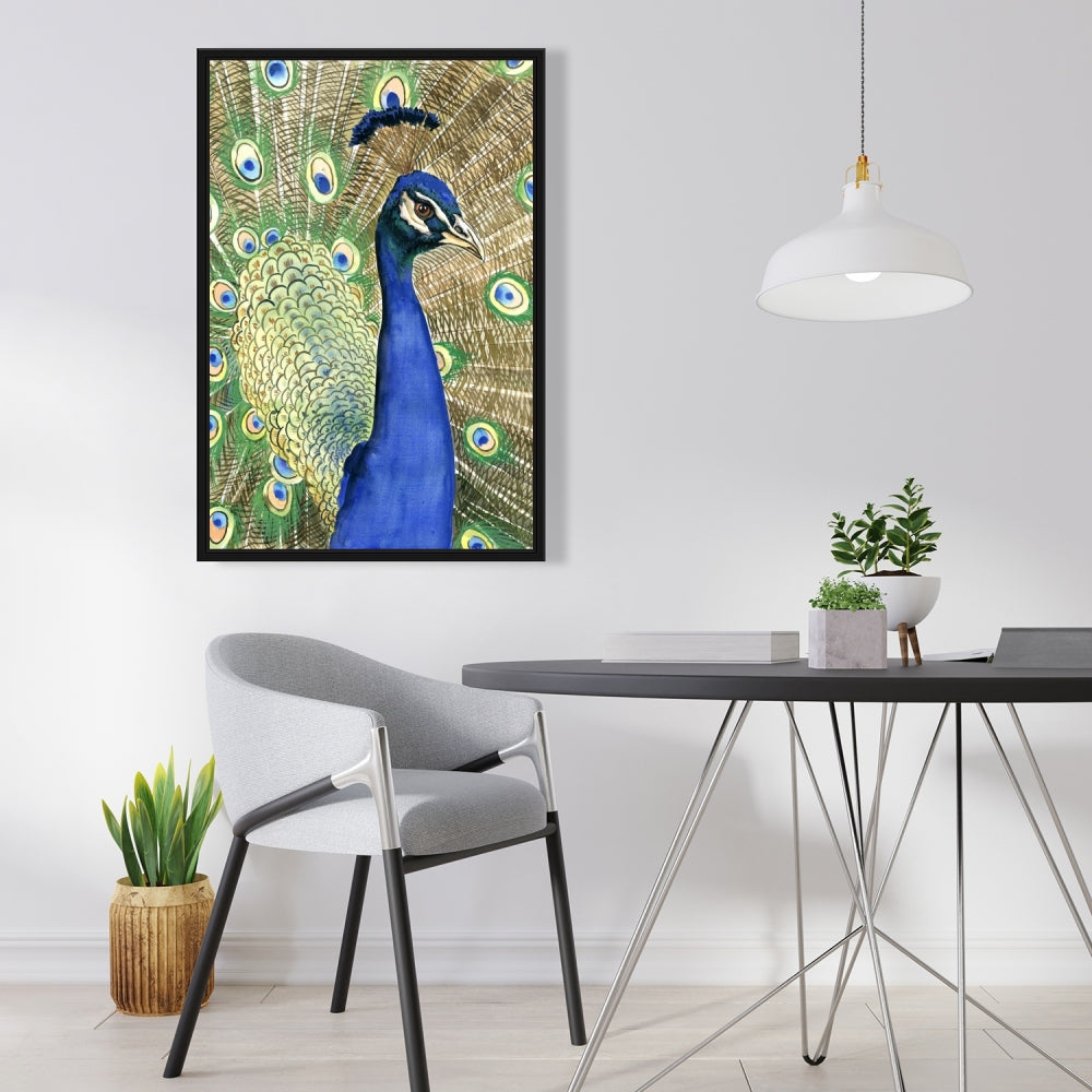 Toile de chambre à coucher Paon | Décoration d'oiseau encadrée