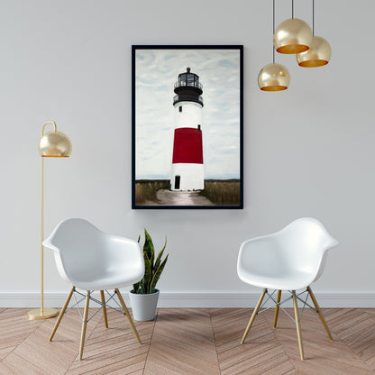 Toile bleu marine représentant le phare de Sankaty Head – Décoration d'intérieur