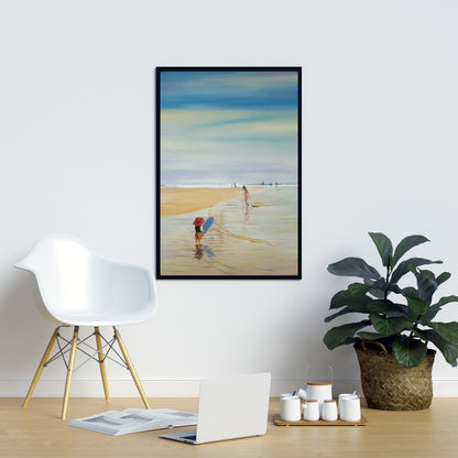 Blue Contemporary Hobbies Canvas - Children at the Beach Decor