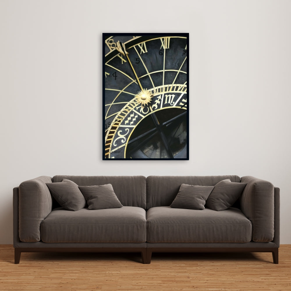 Horloge astrologique sur toile encadrée | Décoration d'intérieur astronomique