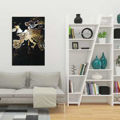 European Continent Galaxy Canvas - Earth Black Living Room Decor