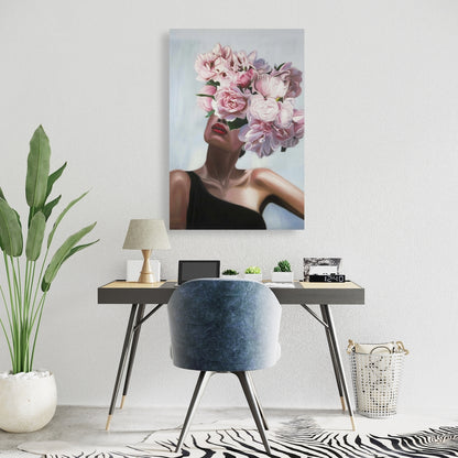 See Life in Flowers Pink Canvas | Bedroom Figurative Wall Art