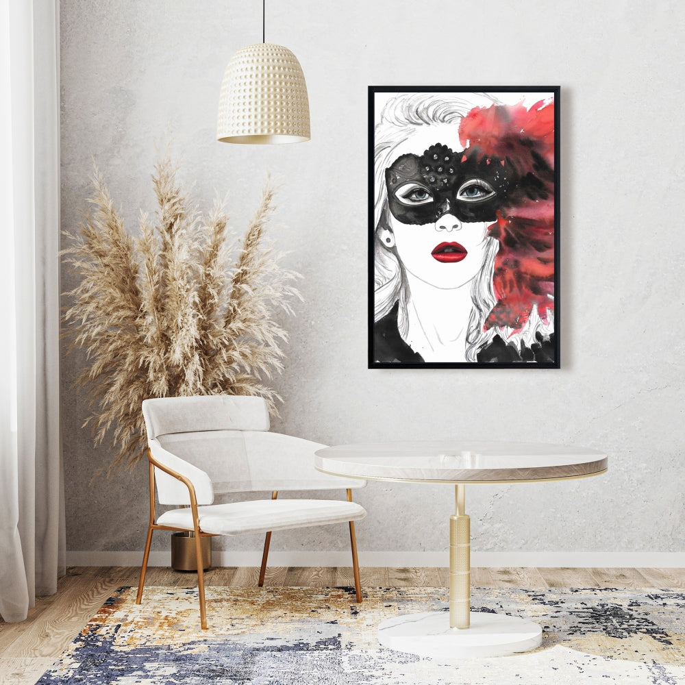 Masked Ball White Bedroom Beauty Canvas | Elegant Home Decor