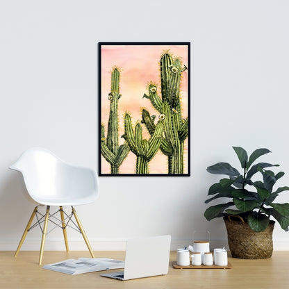 Pink Bedroom Floral Canvas | Weberocereus Cactus Decor