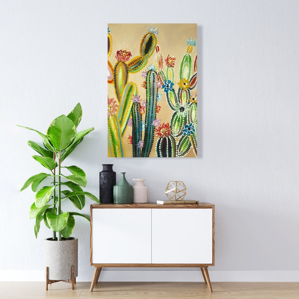 Desert Gems | Yellow Floral Botanical Canvas for Home Decor