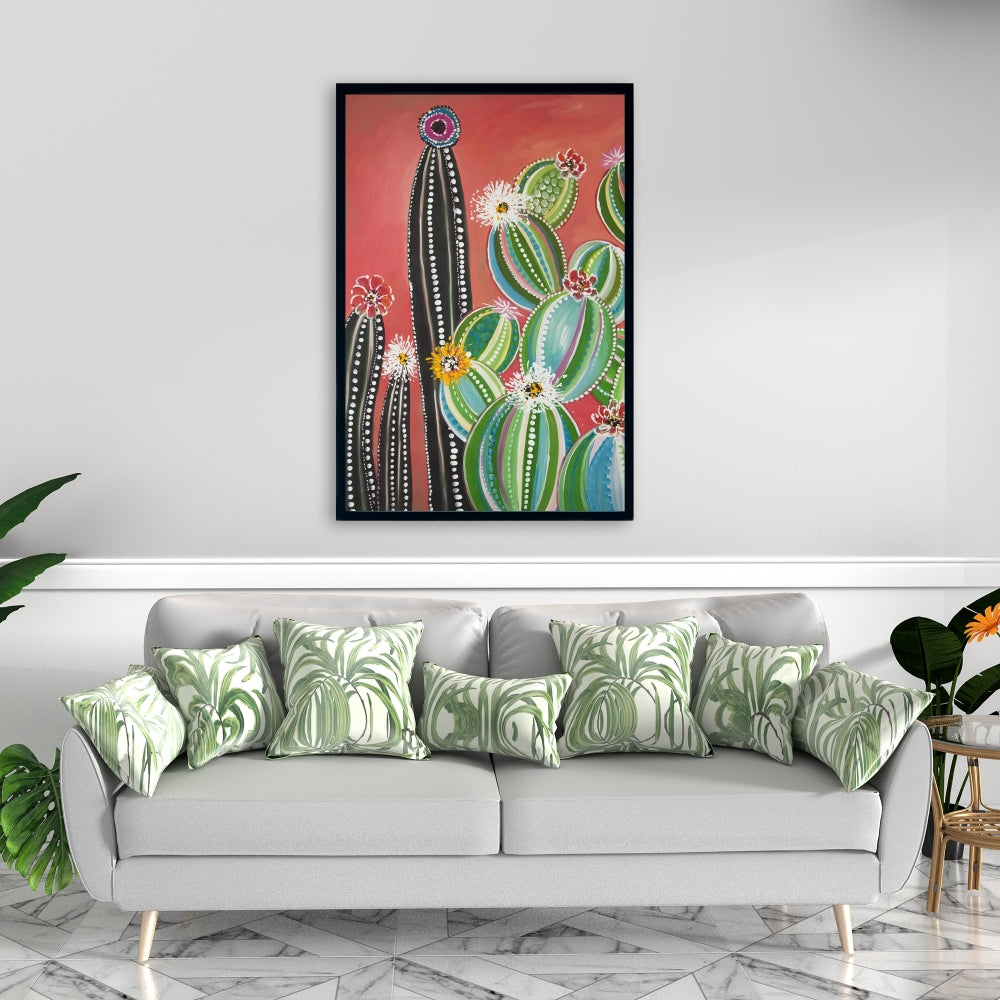 Toile encadrée Cactus arc-en-ciel | Décoration botanique exotique pour la maison
