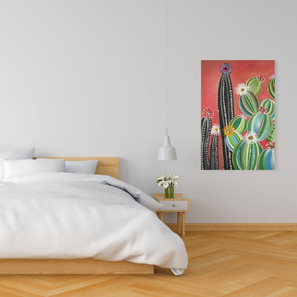 Rainbow Cactus Botanical Canvas | Exotic Livingroom Decor