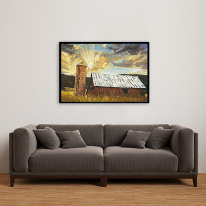 Hay Barn Brown Landscapes Framed Canvas | Home Decor Art