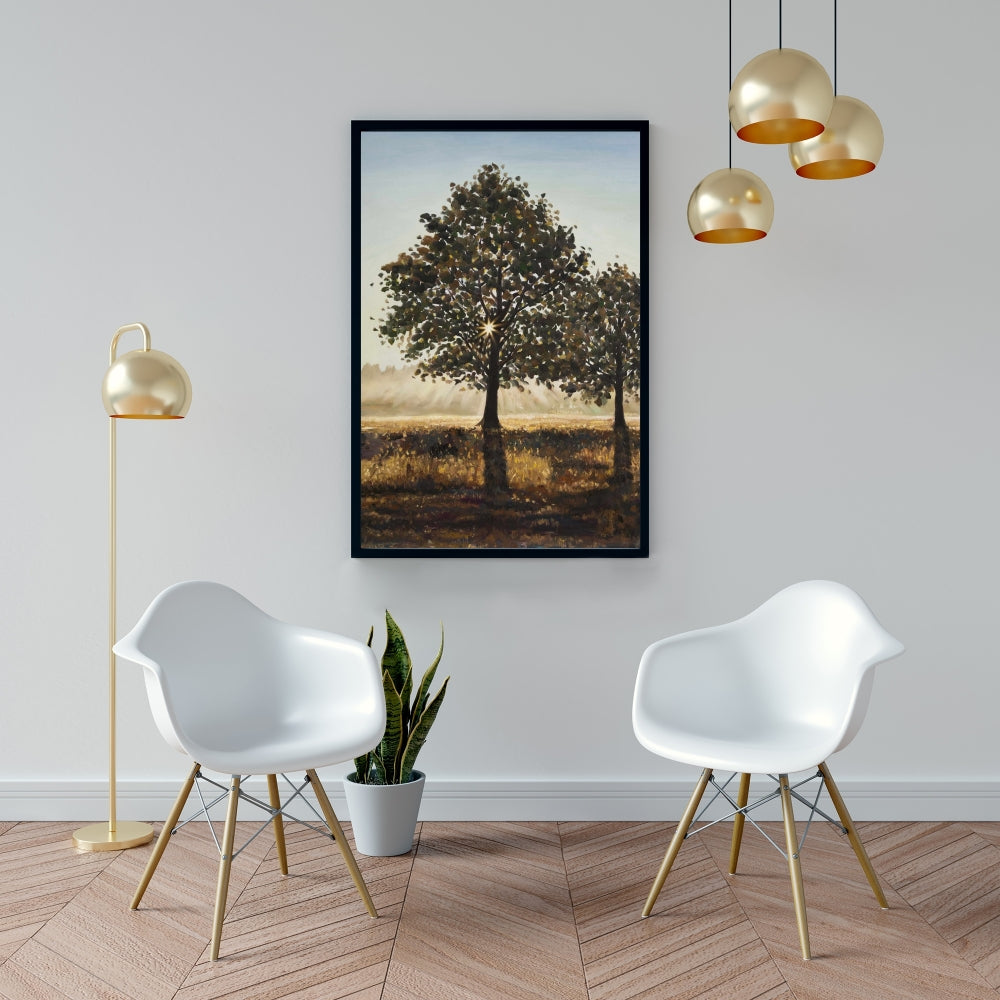 Rustic Trees in Countryside Canvas | Brown Framed Home Decor