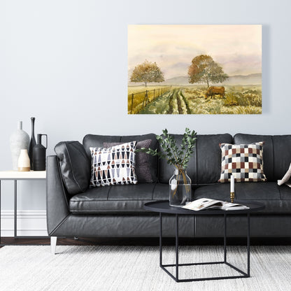 Sweet Morning Farm Animals Canvas | Green Wall Art Decor