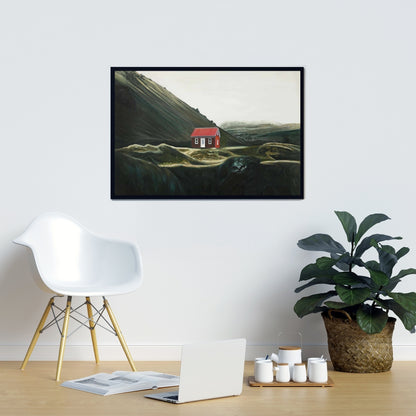 Toile de paysage rustique avec cabane isolée | Décoration murale