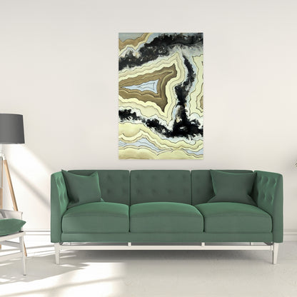 Lace Agate Abstract Canvas | Black Bathroom Home Decor