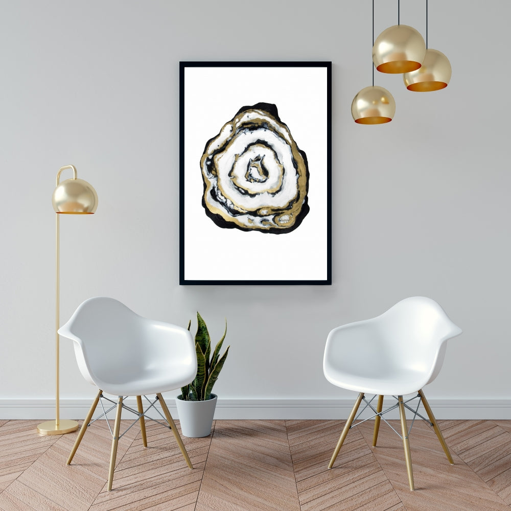 Toile en agate dorée - Cadre noir | Décoration murale de chambre