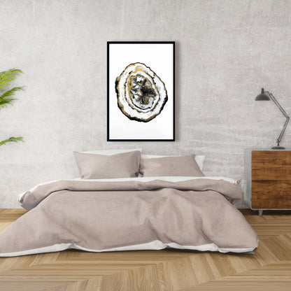 Toile abstraite Géode dorée – Cadre noir minimaliste