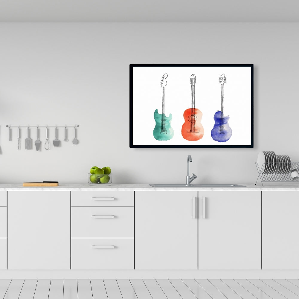 Toile encadrée « Trois guitares » | Décoration musicale pour la maison