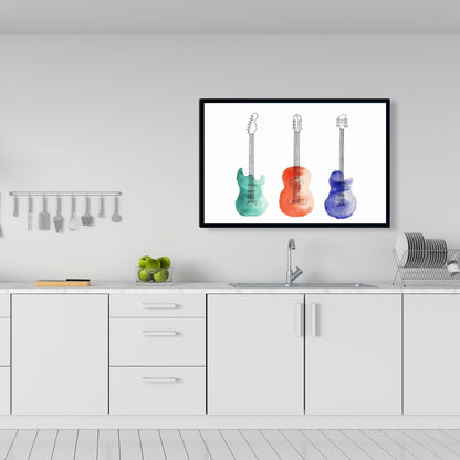 Toile encadrée « Trois guitares » | Décoration musicale pour la maison
