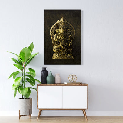Black Elephant Ethnic Canvas | Lord Ganesha Home Decor Art