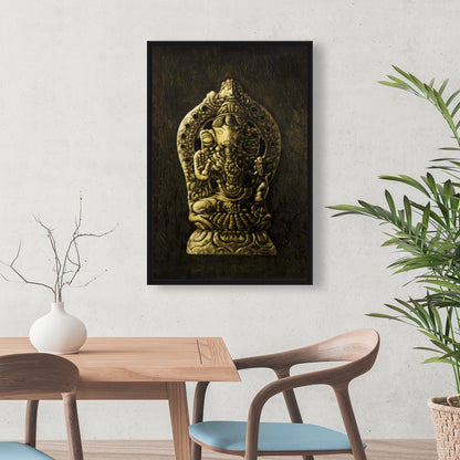 Lord Ganesha Canvas - Elephant Living Room Black Frame Decor