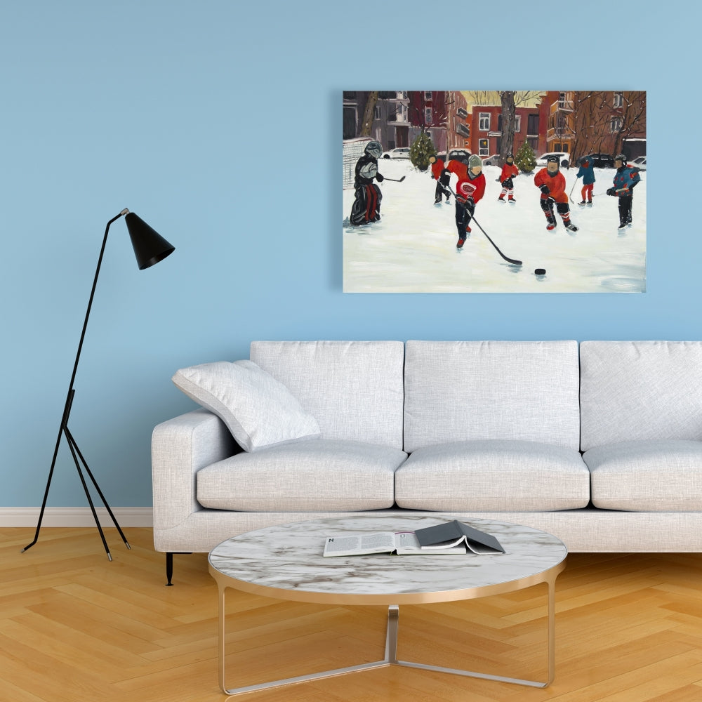 Toile Jeunes joueurs de hockey – Décoration de chambre sportive
