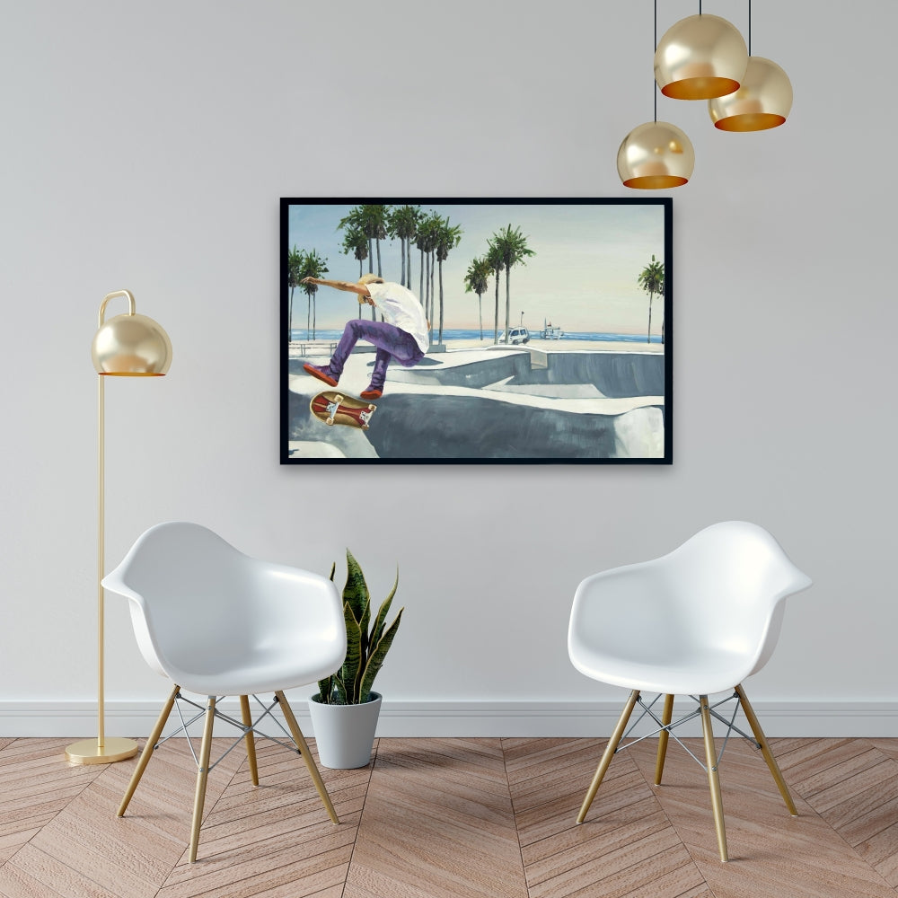 Hyperrealist Blue Botanical Canvas | Skate Park California Decor