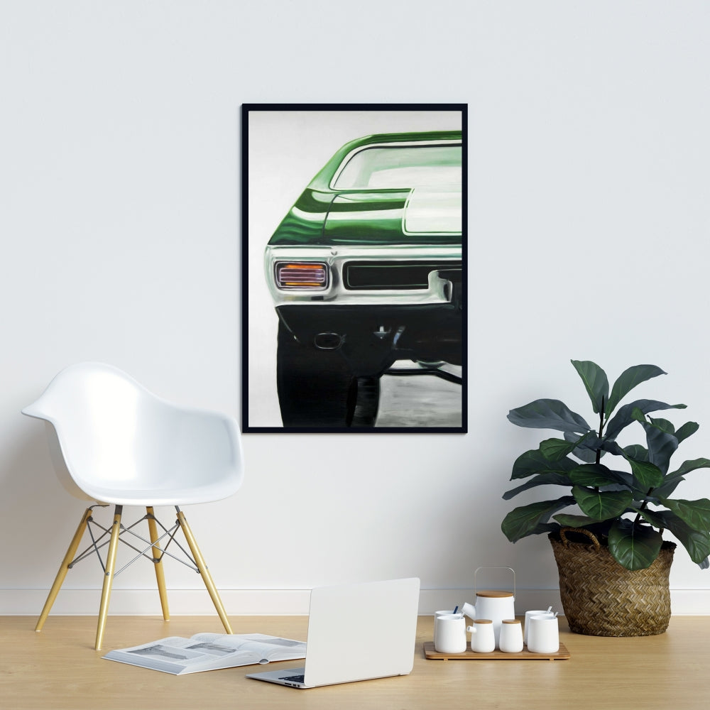 Toile de voiture classique vert foncé | Décoration d'intérieur encadrée