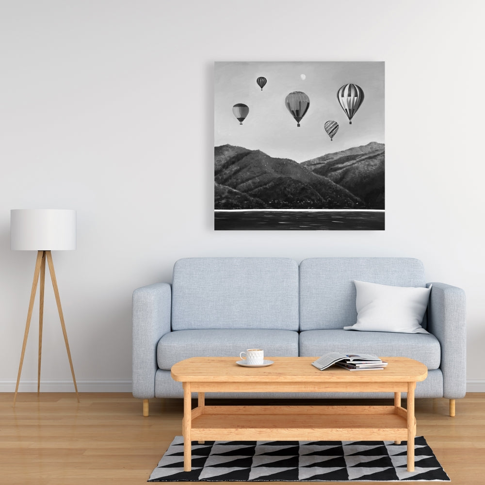 Toile « Montgolfière » Paysage de montagnes | Décoration de salon