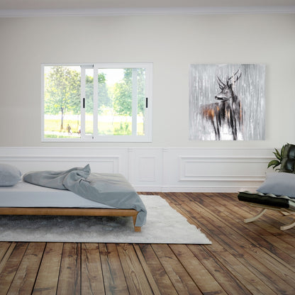 Deer in the Forest Canvas | Rustic Living Room Wall Art Decor