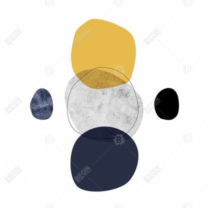 Blue Shapes Livingroom Framed Canvas - Spheres Home Decor