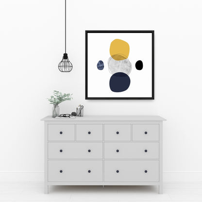 Blue Shapes Livingroom Framed Canvas - Spheres Home Decor