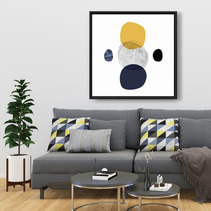 Blue Shapes Livingroom Framed Canvas - Spheres Home Decor