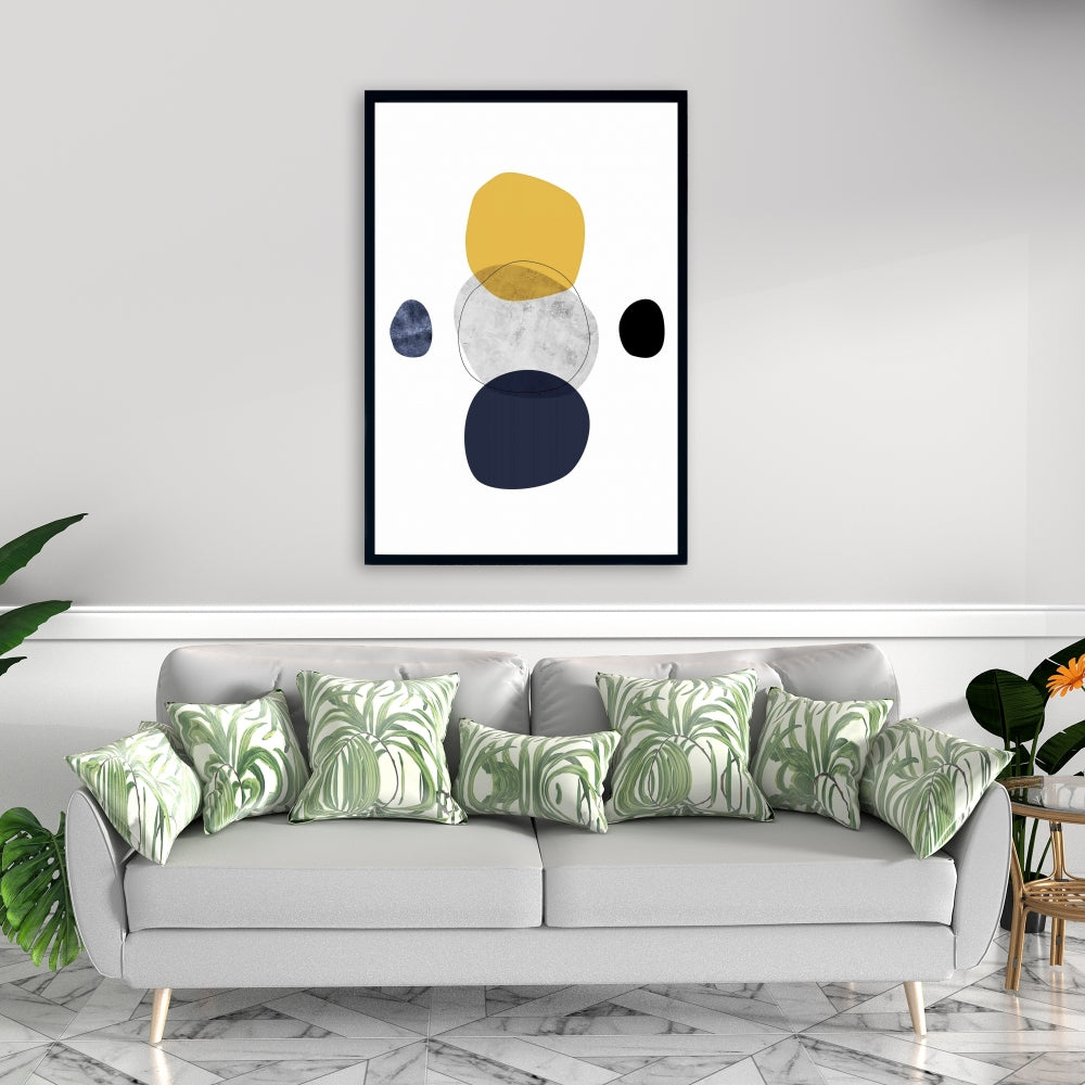 Blue Shapes Livingroom Framed Canvas - Spheres Home Decor